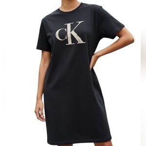 Calvin Klein Kids Black Short Sleeve CK Logo T-Shirt Dress Size S